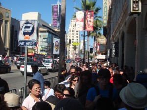 Crowds packed Hollywood Boulevard.